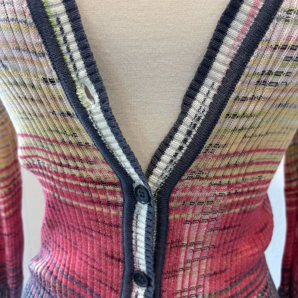 Missoni Cardigan Sweater 4 XS Multicolor Striped V-neck Made in Italy Classic - Picture 7 of 16